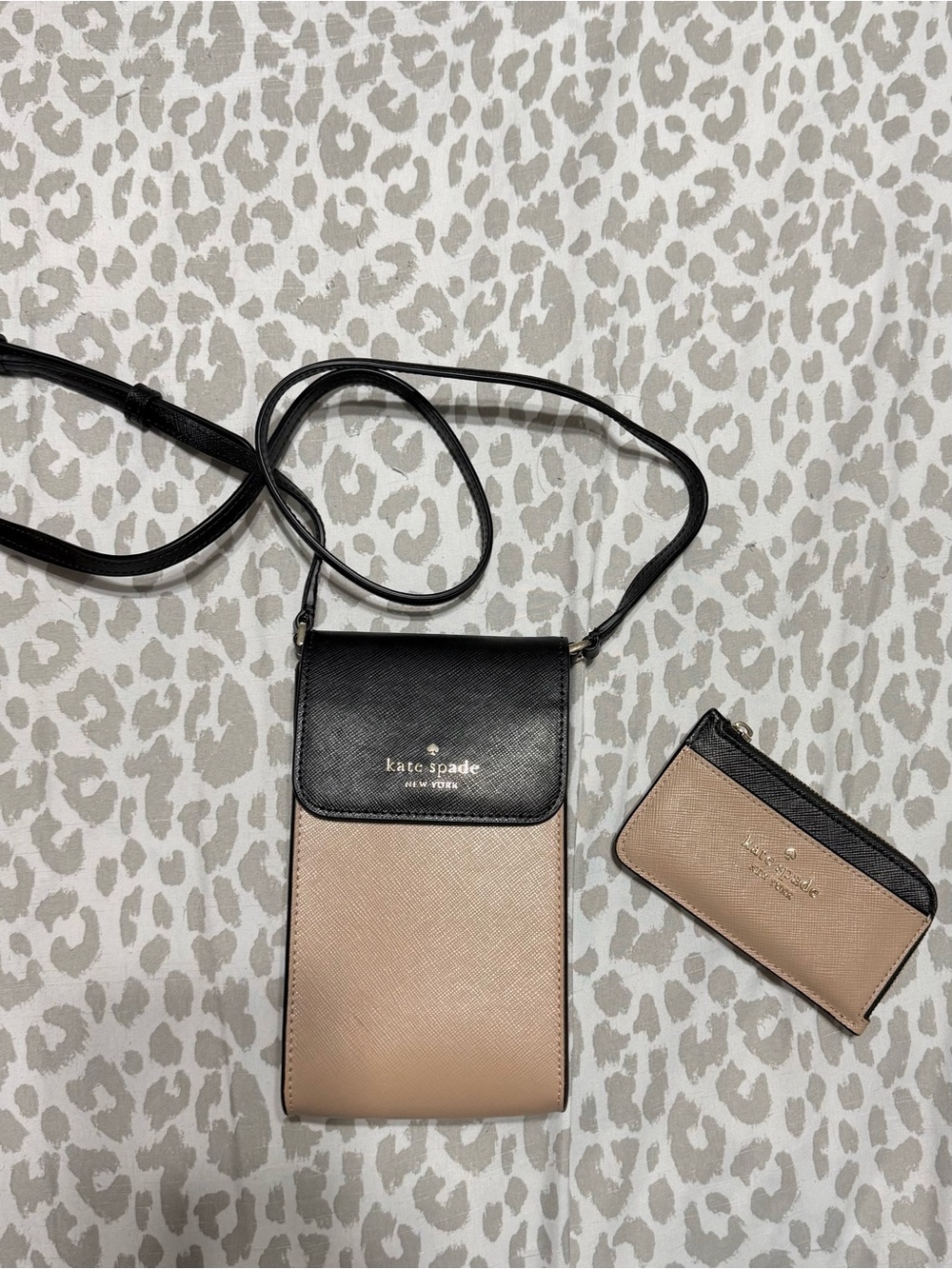 kate spade Black Crossbody Phone Bag with Blush Card Holder